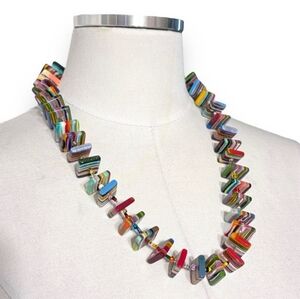 JACKIE BRAZIL Resin Licorice Slices & Glass Beads Pop Art Necklace